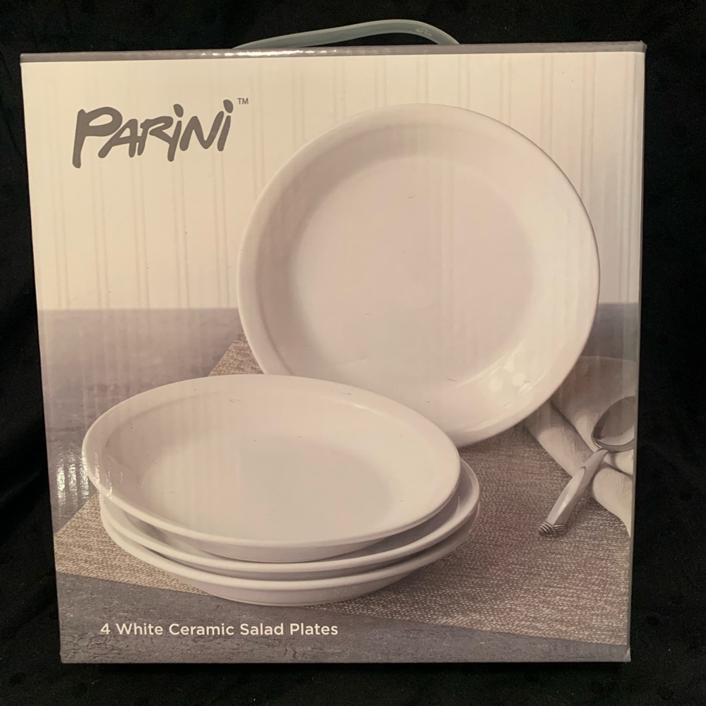 Parini 4-piece white ceramic salad plates